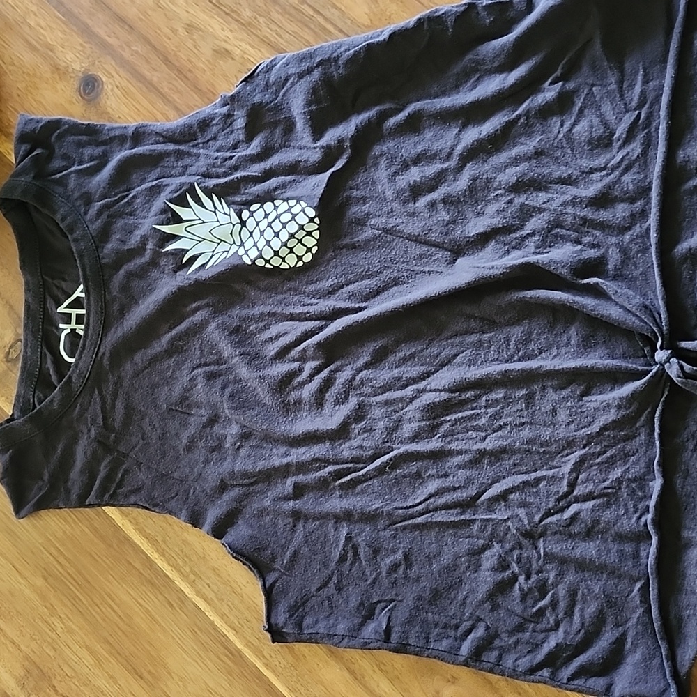 CHASER Gray Tie Front Pineapple Tank Top Medium